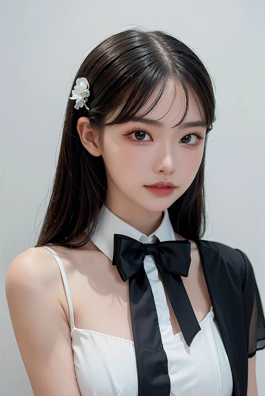 1girl, black random formal attire, white background, <lora:verseau_219_IchikaMatsumoto-02:1>