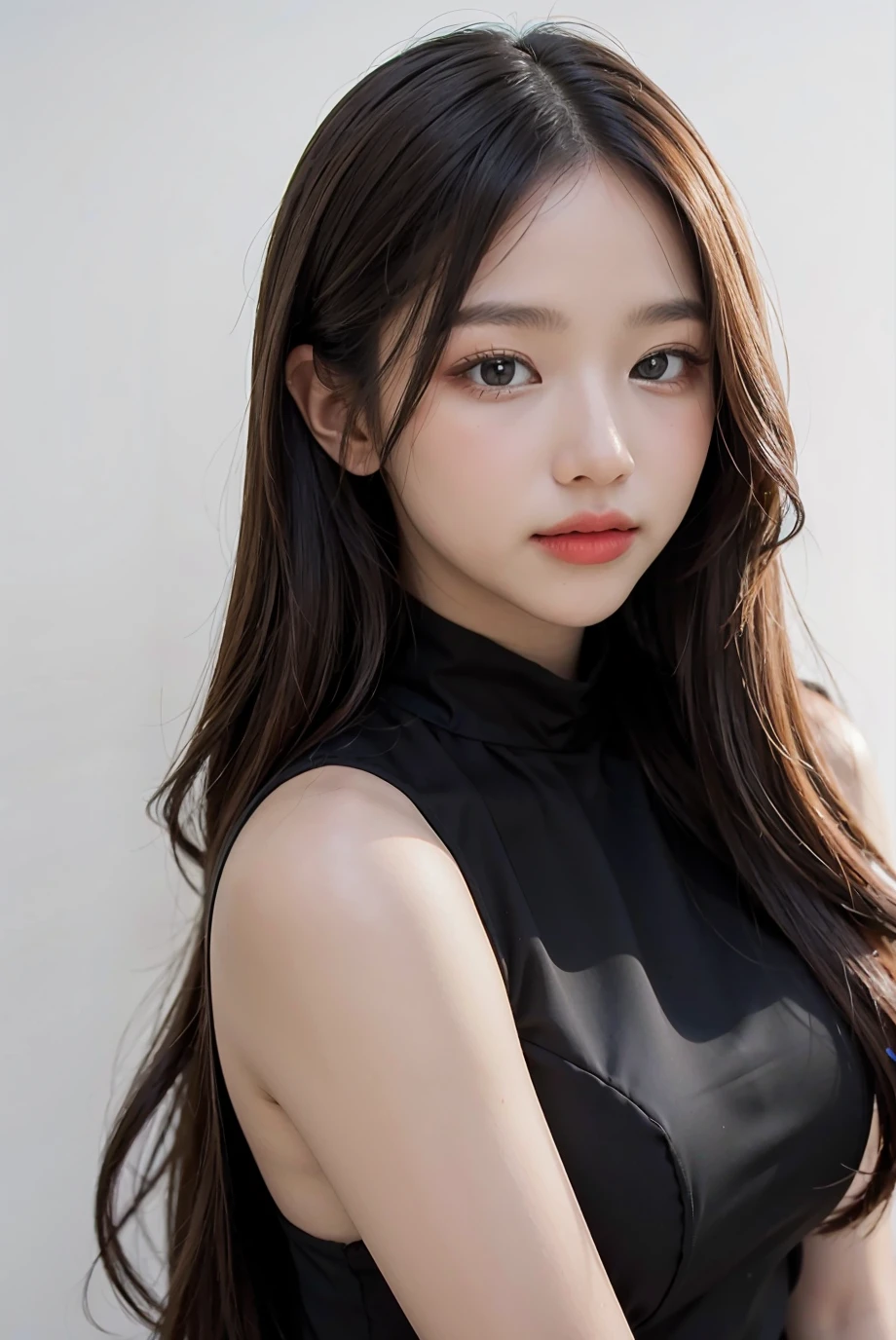1girl, black  formal attire, white background,   <lora:Cakenawanine-02:1>