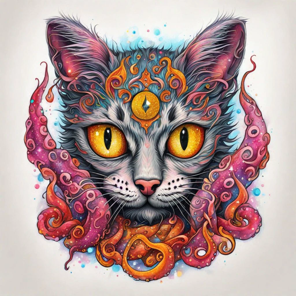 Sparkle kitten tattoo <lora:SDXL-tattoo-Lora:1> but the old gods are rising <lora:Old_gods_rising_SDXL:0.8>