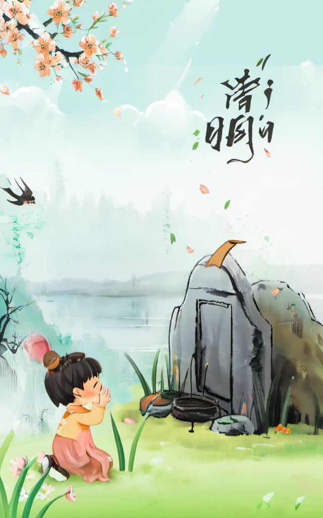 Sweeping Day Photography, a little girl kneeling down near a grave, best quality, high quality, masterpiece, 8K UHD, highly detailed, ultra detailed <lora:sweeping-day_lora_r64_sdxl:1.2>