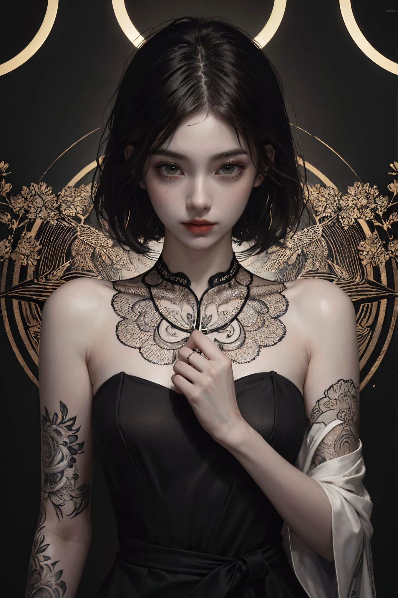 (masterpiece, top quality, best quality, official art, beautiful and aesthetic:1.2),cover art,illustration minimalism,zentangle Alluring (Ginkgo:1.1),sleek,covered in Posters,intricate,abstract,monochrome,patterns,meditative,highly detailed,