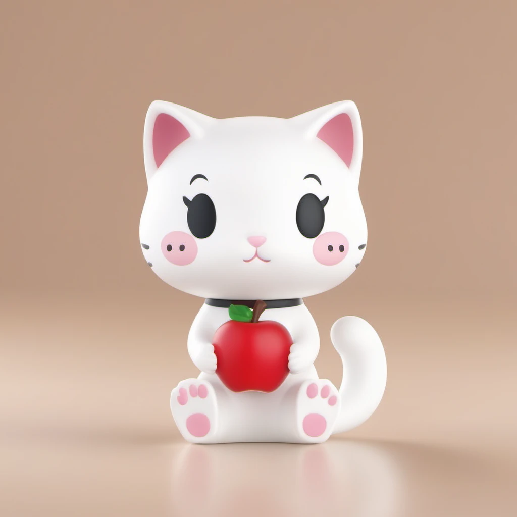blind box style of  a cat made of plastic sitting on the ground with a simple background,holding a apple,chibi,(big head:1.2),small body,octane render, highly detailed, volumetric, dramatic lighting, black eyes,pop,<lora:pop:0.8>