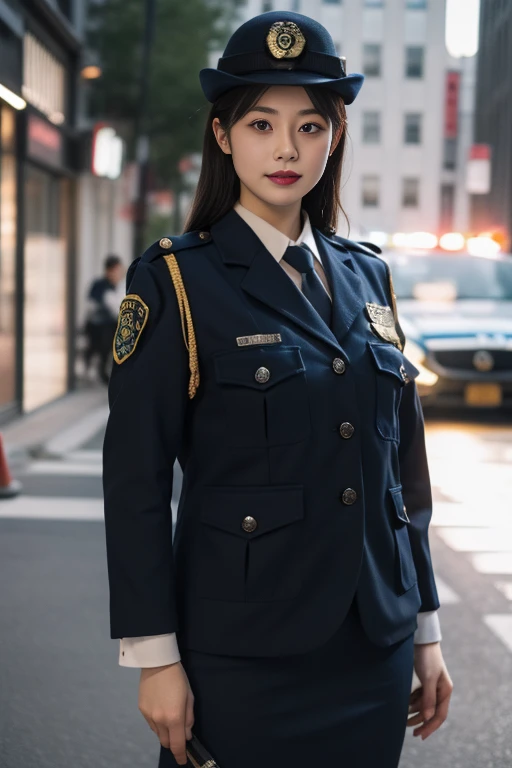 ltra-detailed,highly detailed,best quality,masterpiece,illustration,realistic,photorealistic,
1girl, solo, japanese police uniform,
a 24yo japanese policewoman wear police uniform,
<lora:japanese police uniform_v1_02:0.7>