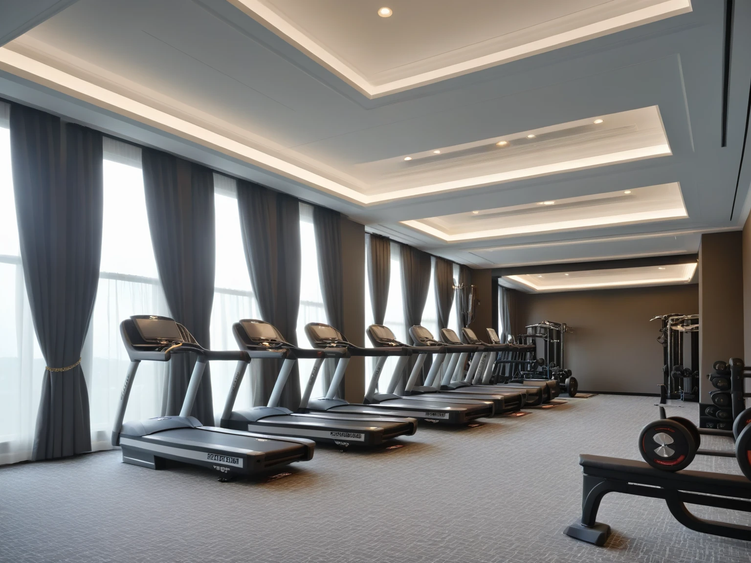 <lora:JJsGym_XL:1>, masterpiece , best quality, ((Gym)), Masterpiece, high quality, best quality, authentic, super detail ,windows ,curtains, dslr, soft lighting, high quality, ceiling light ,no humans,sky, cloud,