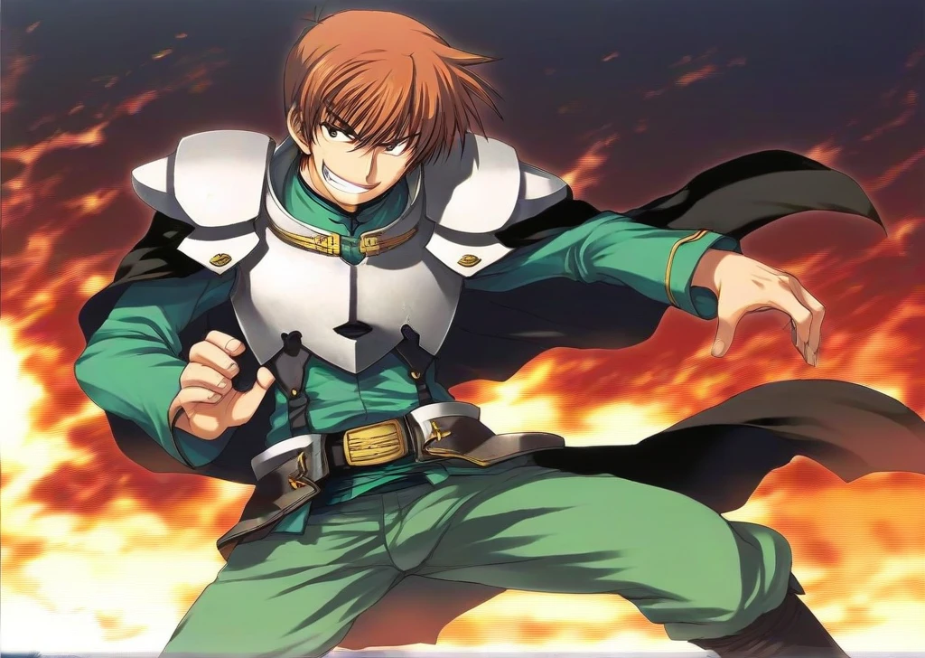 <lora:rance_XL_pony_v1:1>1boy,rance,armor,pants, smile,green clothes,fighting stance,, score_9, score_8_up, score_7_up, BREAK source_anime, rating_explicit, best quality, masterpiece, uncensored,<lora:sdxl2-flat2-512b:-0.5> michiking, misakura nankotsu, tomose shunsaku, atdan, onigirikun,shiokonbu,halcon, hellandheaven