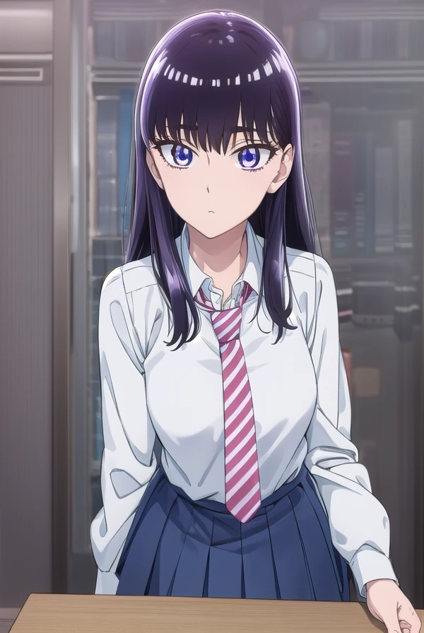 akiratachibana, <lora:akira tachibana s1-lora-nochekaiser:1>,
akira tachibana, long hair, black hair, (purple eyes:1.1),
BREAK skirt, shirt, school uniform, white shirt, pleated skirt, necktie, shoes, socks, striped, miniskirt, sweater, blue skirt, kneehighs, cardigan, black socks, loafers, sleeves rolled up, clothes around waist, striped necktie, jacket around waist, sweater around waist,
BREAK indoors, classroom,
BREAK looking at viewer, (cowboy shot:1.5),
BREAK <lyco:GoodHands-beta2:1>, (masterpiece:1.2), best quality, high resolution, unity 8k wallpaper, (illustration:0.8), (beautiful detailed eyes:1.6), extremely detailed face, perfect lighting, extremely detailed CG, (perfect hands, perfect anatomy),