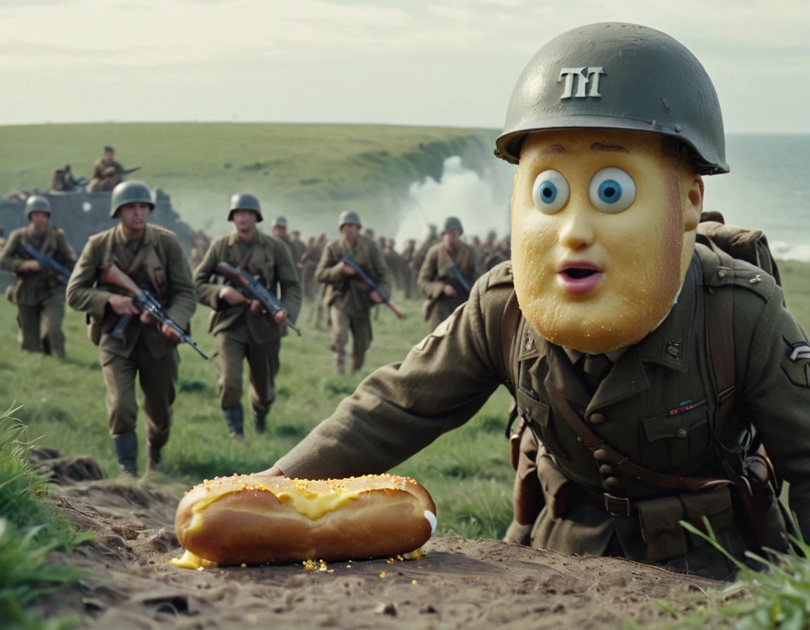 {
"Prompt": "a cinematic shot of a humanoid twinkie killing a German soldier, Saving Private Ryan",
"Negative Prompt": "",
"Fooocus V2 Expansion": "a cinematic shot of a humanoid twinkie killing a German soldier, Saving Private Ryan, elegant, intricate, highly detailed, extremely professional color, lush colors, mystical, magical, sharp focus, cute, dramatic light, attractive, advanced, best, romantic, beautiful, futuristic, dynamic, new, exciting, great, stylish, fashionable, cool, created, clear, artistic",
"Styles": "['Fooocus V2', 'Fooocus Enhance', 'Fooocus Sharp']",
"Performance": "Speed",
"Resolution": "(1152, 896)",
"Sharpness": 2,
"Guidance Scale": 4,
"ADM Guidance": "(1.5, 0.8, 0.3)",
"Base Model": "sdxlUnstableDiffusers_v11Rundiffusion.safetensors",
"Refiner Model": "None",
"Refiner Switch": 0.5,
"Sampler": "dpmpp_2m_sde_gpu",
"Scheduler": "karras",
"Seed": 7822733136320116807,
"LoRA 1": "Humanoid.safetensors : 1.0",
"Version": "v2.1.865"
}