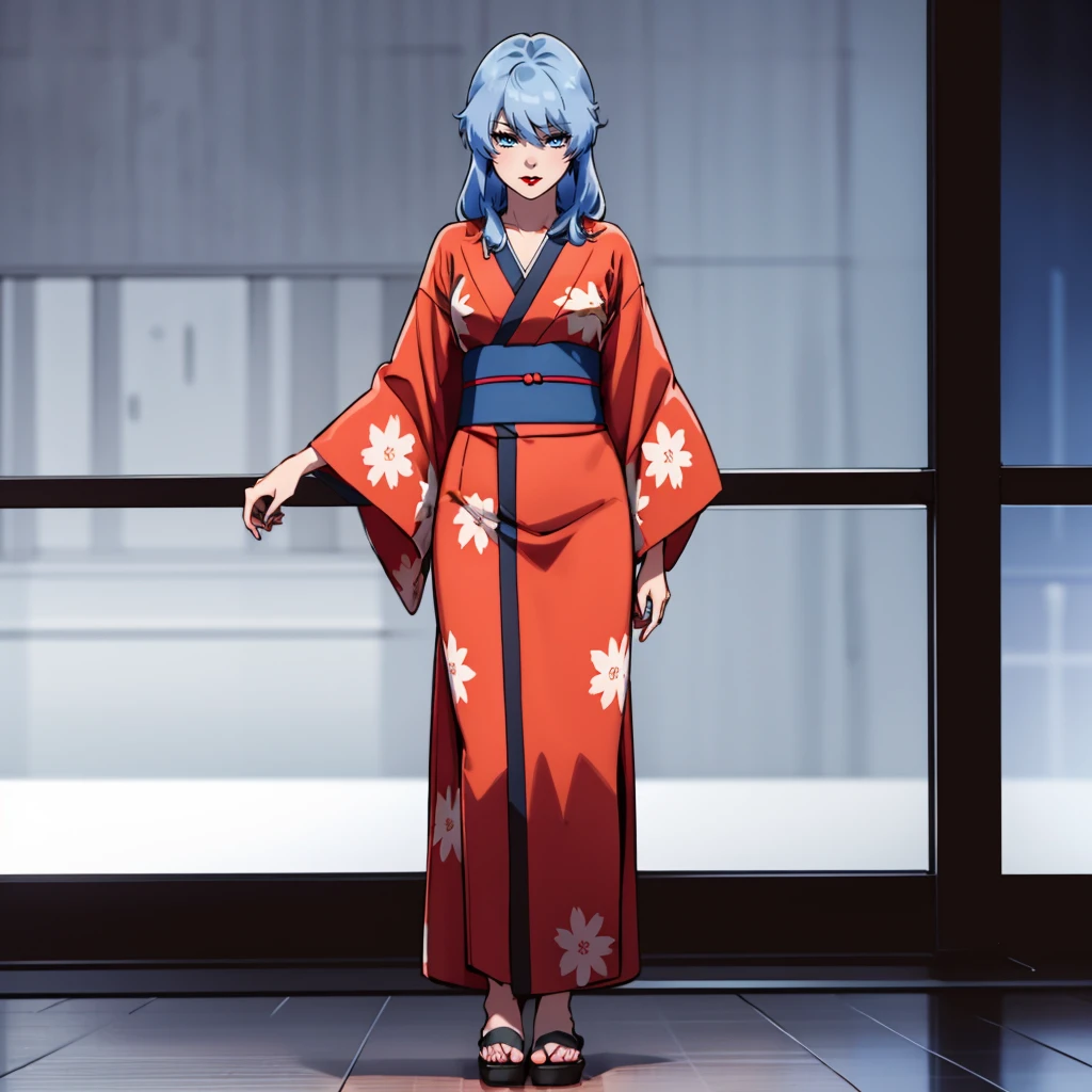 <lora:Jane001:0.7>,
Jane,1girl,blue hair,long hair,blue eyes,red_lips_,solo,
full body,standing,
print_kimono,