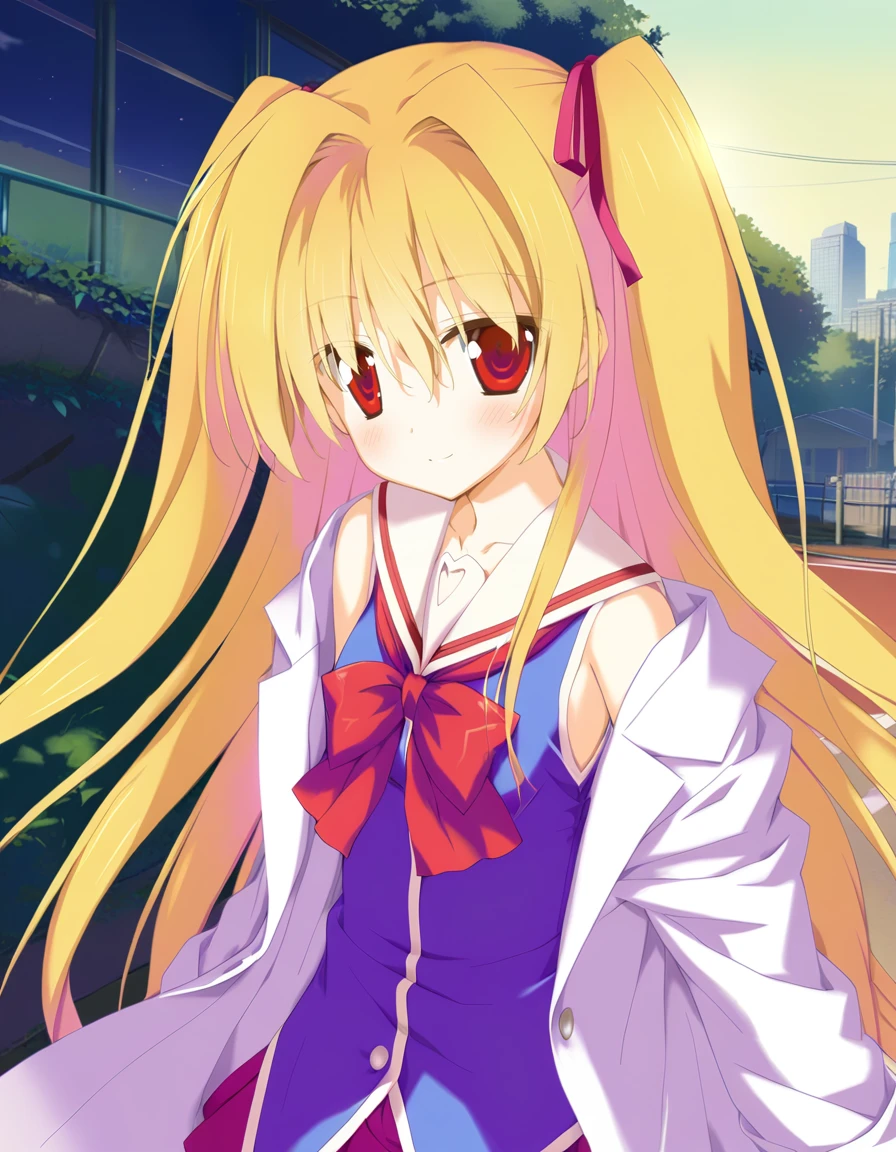 1girl,nikaidou shinku,smile,lab coat,school uniform,portrait, pov ,looking at viewer,outdoors,best quality,masterpiece, <lora:nikaidou_shinkuAM:0.7>, <lora:favSKXL:0.5> favSK,