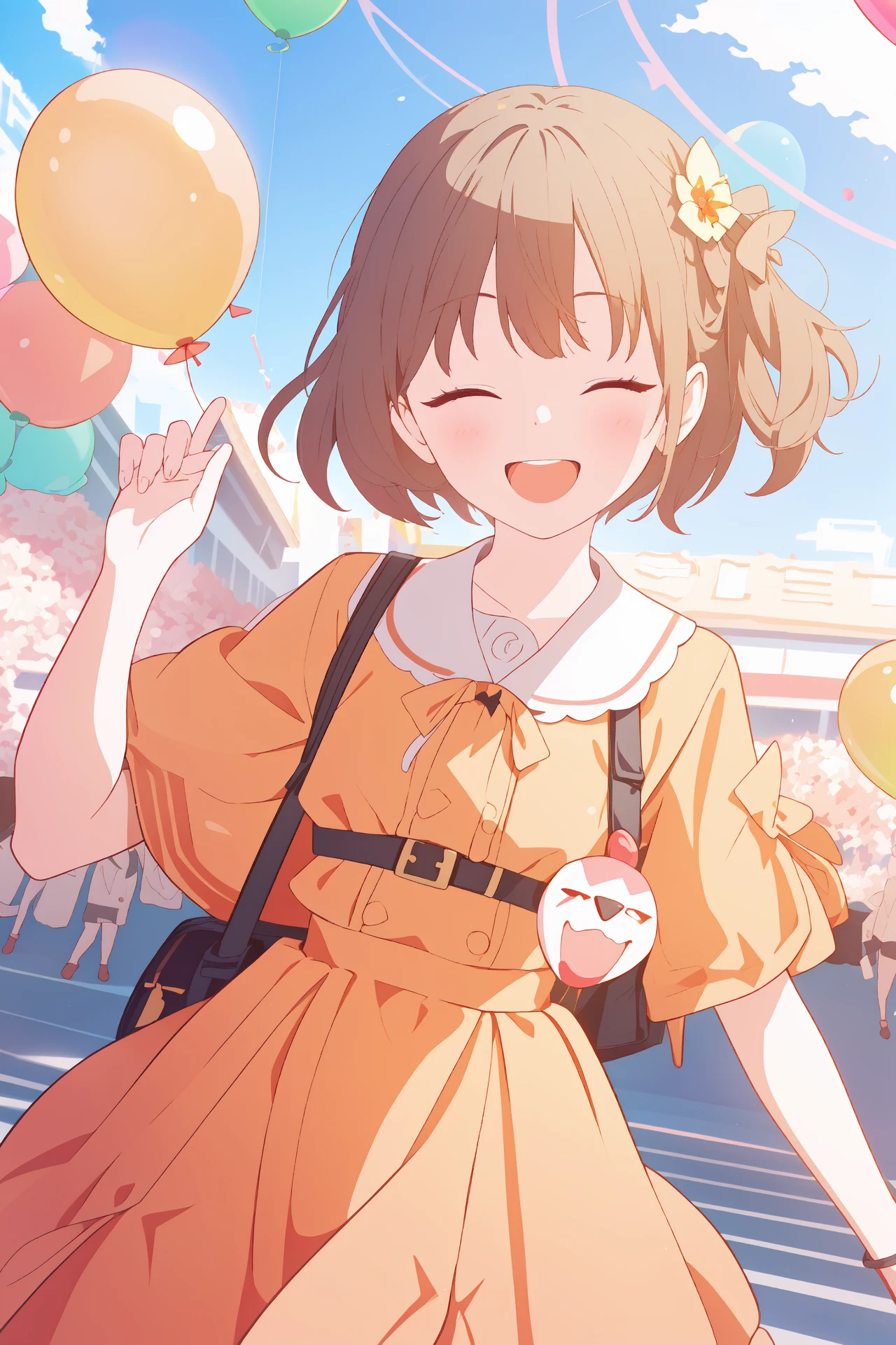 (best quality, masterpiece, highres),1girl,solo,bangs,excited,closed eyes,smiley face,happy,balloon,cowboy shot,looking at viewer,
<lora:BX_Blue Archive style_v1.08:1>,