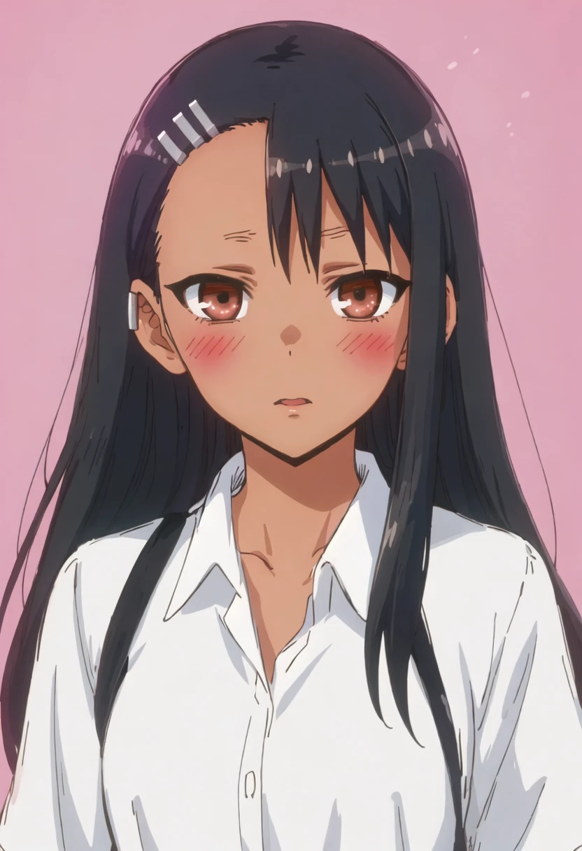 best quality, masterpiece, highres, solo, {nagatoro_hayase_donttoywithmemissnagatoro:0.90}, 1girl, closed_mouth, portrait, white_shirt, blush, collared_shirt, looking_at_viewer