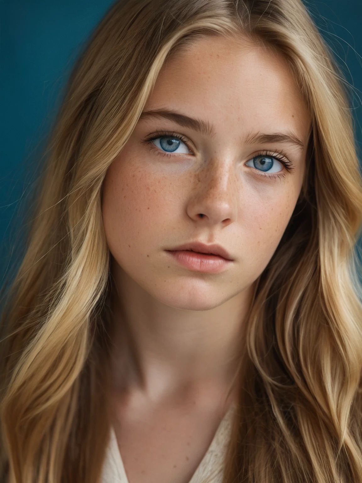 1 Girl, Age 19, Solitary, Aesthetic Artwork, Irish, Wavy Strawberry Blonde, Shoulder-length hair, Gray eyes, 浅Gray eyes, Some small freckles, Pale skin, Runner's Body, (Textured Skin, Skin pores:1.1), Goosebumps, Wearing only a wool sweater, very good, Exposing breasts, Sexy pose