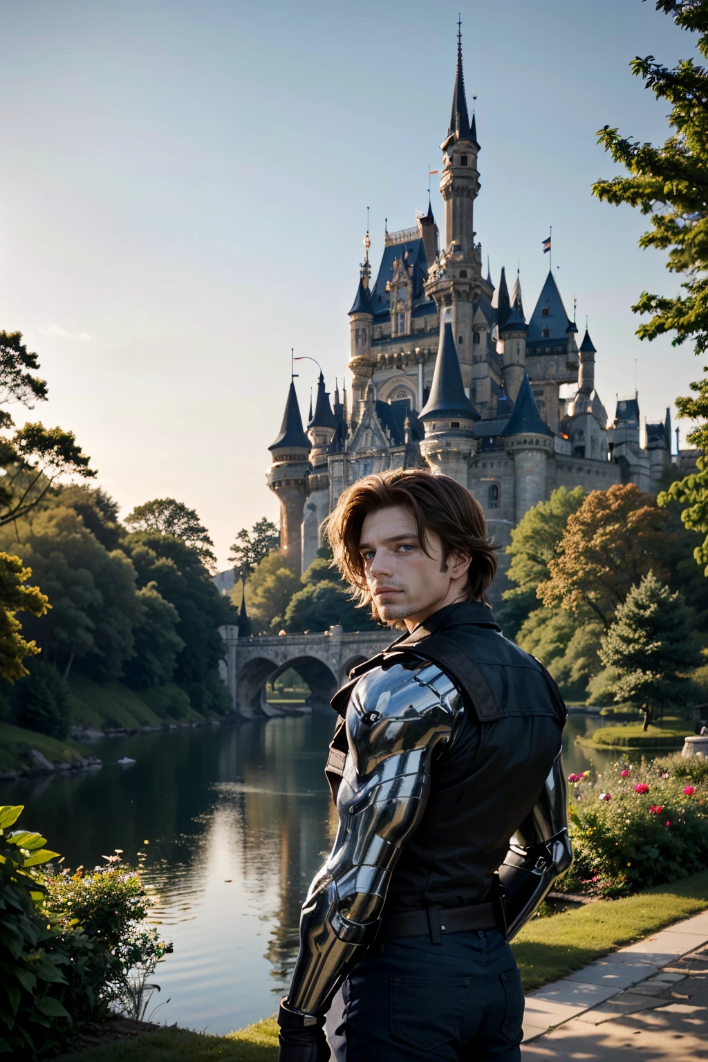 ((ultra detailed, masterpiece, absurdres))
<lora:MBBarnes:0.8>
MBBarnes, 1boy, medium hair, single mechanical arm, brown hair, blue eyes, Whimsical Fairytale Castle with Turrets and Gardens
