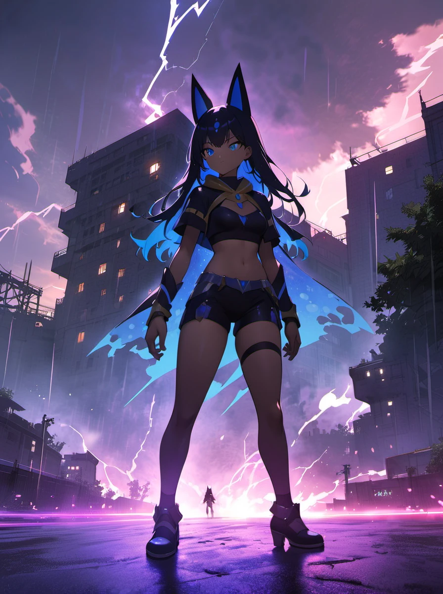 masterpiece, best quality, (ognx:1.3), :O, dark skin, purple hair, 1girl, solo, smile, medium breasts, looking at viewer, sportswear, <lora:Arknights style:0.95>