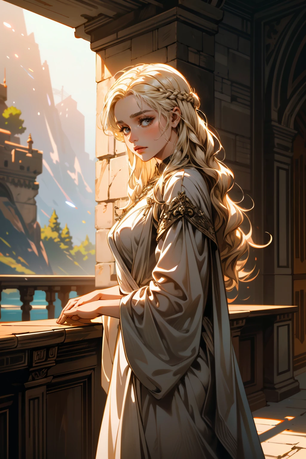 ((ultra detailed, masterpiece, absurdres))
GOTDaenerys, 1girl, blonde hair, long hair, cafe terrace, morning, peaceful and serene with soft morning sunlight person in foreground, mid-shot, highly detailed, trending on Artstation, Unreal Engine 4k, cinematic wallpaper by Stanley Artgerm Lau, WLOP, Rossdraws, James Jean, Andrei Riabovitchev, Marc Simonetti, and Sakimichan
 <lora:GOTDaenerys:0.8>