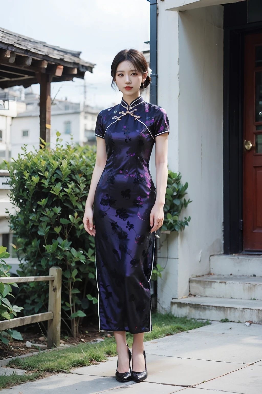1girl,qipao,Standing,full body,photorealistic,<lora:æè¢:0.6>,ecclesia,