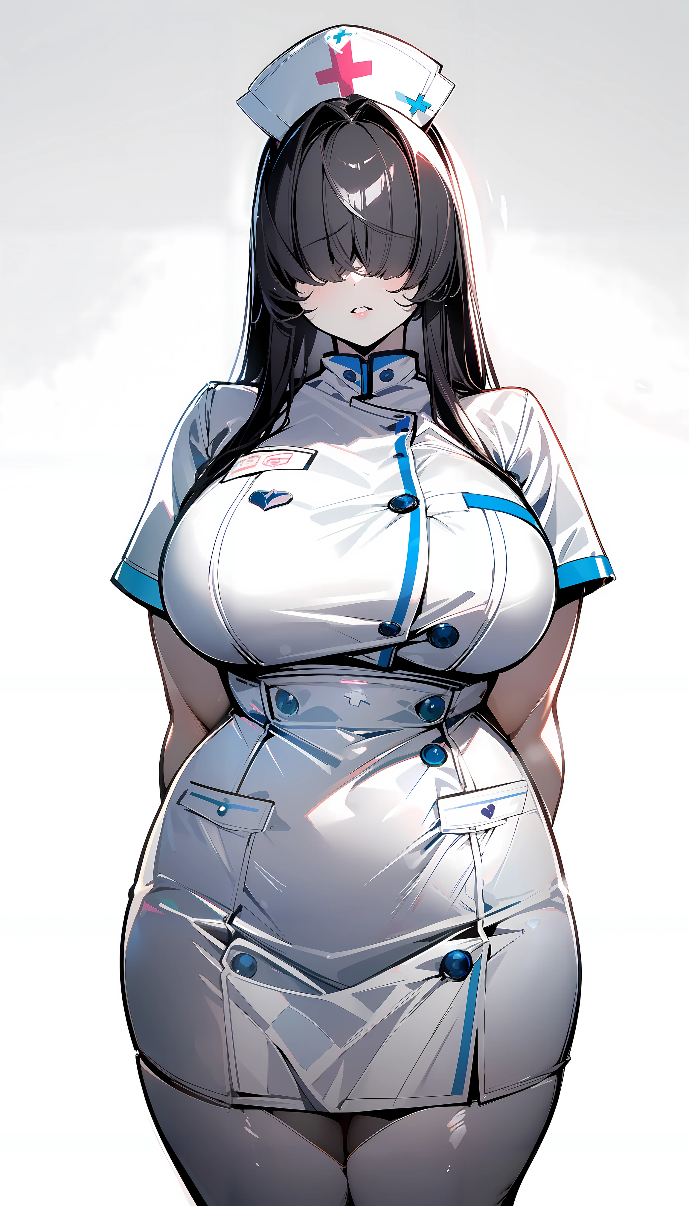1girl, (solo), sui_xl, (nurse, nurse cap:1.3), masterpiece, best quality, standing, (white background, simple background:1.5), <lora:sui_xl-000002:1>