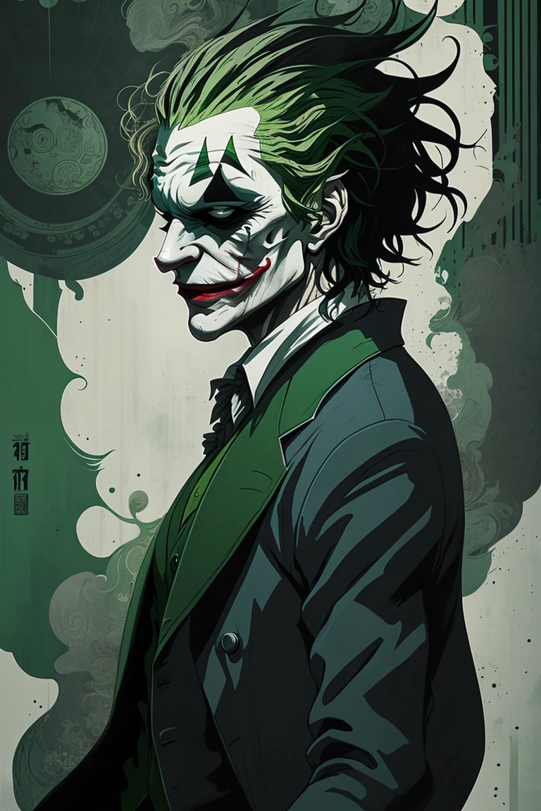 joker standing, ethereal wind armor, in the style of mdrnkz3