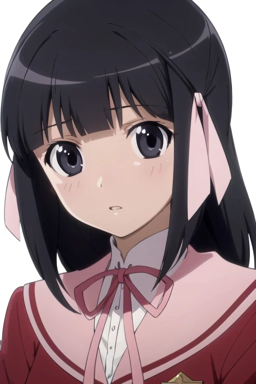solo, 1girl, looking at viewer, 2D, anime, anime coloring, upper body, (solid white background:1.3), <lora:shiori-kaminomi:0.8>, shiori shiomiya, school uniform, looking at viewer, parted lips