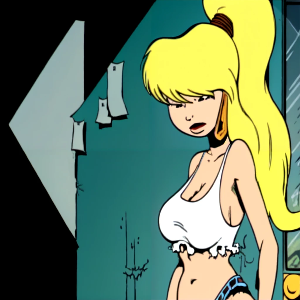 1girl, blonde hair, ((straight on)), <lora:The_Maxx_Dream_:1>,