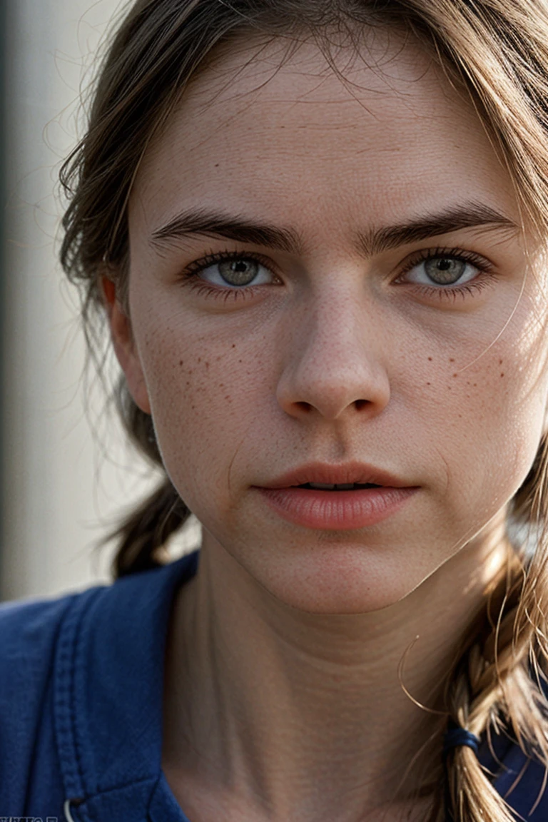 tv_Sirena_Milano_PS_V1, sad expression , wearing coveralls, high angle, Pentax K-1 Mark II, PA7_Human-Likeness