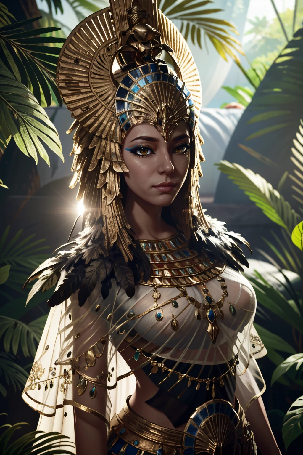 ((ultra detailed, masterpiece, absurdres))
<lora:ACOIsidora:0.8>
ACOIsidora, 1girl, golden eyes, crown, feathers, portrait, looking at viewer, egyptian clothes, Exotic waterfall oasis, lush greenery, sunlight filtering through leaves