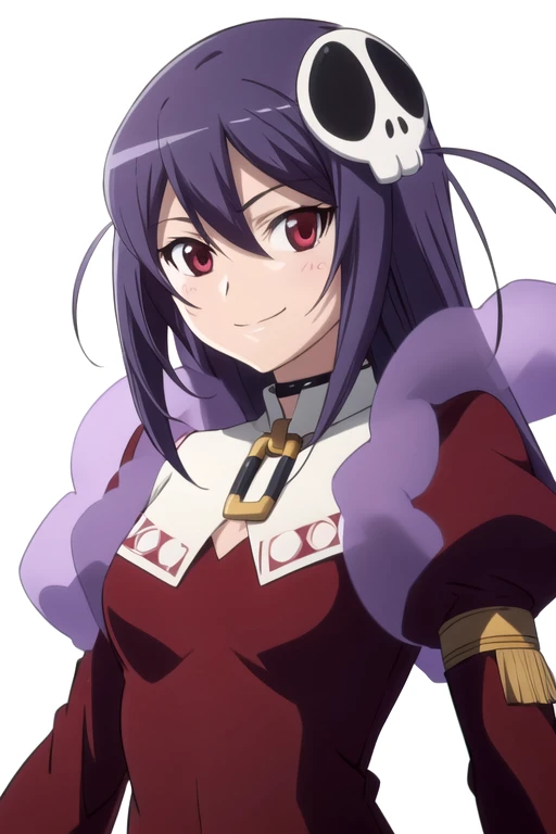 solo, 1girl, looking at viewer, 2D, anime, anime coloring, upper body, (solid white background:1.3), <lora:haqua-kaminomi:0.8>, haqua du lot herminimum, choker, shawl, looking at viewer, smile