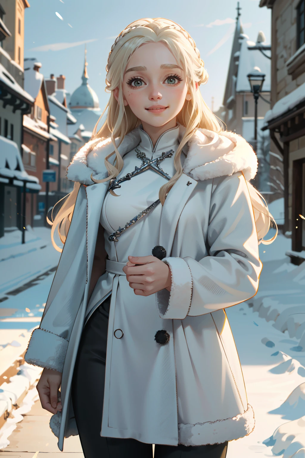 ((ultra detailed, masterpiece, absurdres))
GOTDaenerys, 1girl, blonde hair, long hair, in a winter wonderland, cowboy shot, winter clothing, smile dreamy, atmospheric lighting, by Stanley Artgerm Lau, WLOP, Rossdraws, James Jean, Andrei Riabovitchev, Marc Simonetti, and Sakimichan, trending on artstation
<lora:GOTDaenerys:0.8>