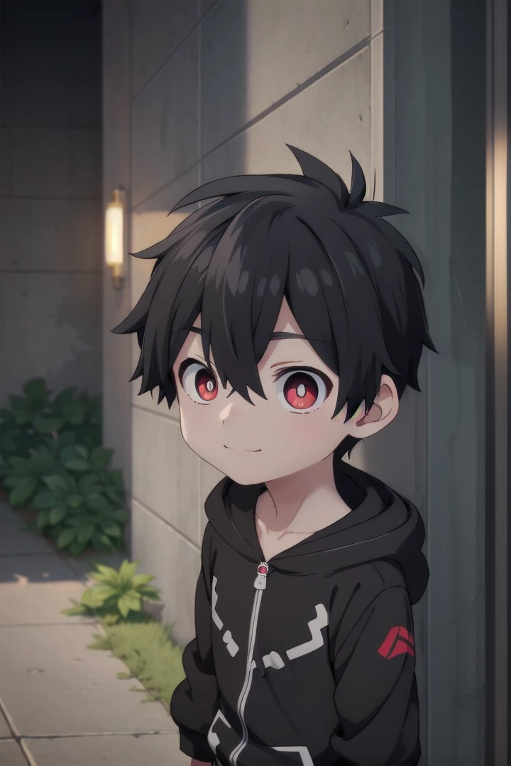 <lora:kabanesd-000012:0.6>
1boy named kabane_kusaka, 
black hair,
standing alone in a city, 
his pupils are white his corona is red, 
he has a smirk on his face,
(black onesie:1.2) with (skeleton pattern:1.2), 
draw it in the style of Kemono Jihen,
hood down
black short pants,
The soft lighting and detailed surroundings create an immersive environment where imagination runs wild hyper-detailed,
hyper-detailed face, high quality visuals, dim Lighting, sharply focused, octane render, 8k UHD,
 GS-Boyish,  AS-YoungV2