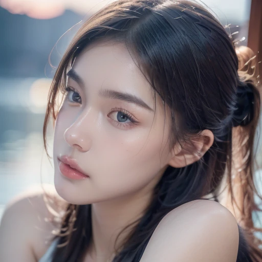 (((32k,very high resolution, high detail, very accurate,傑作girl1))),Raw photo & realistic atmosphere,beautiful dark blue eyes,detailed mouth,glossy lips,fine eyebrows,Soft white skin that shines in every detail,,detailed eyes、Very beautiful eyes with deep blue eyes,lip details、very beautiful face,very well-shaped face、lifelike face,glossy beautiful lips,beautiful eyebrows,infinite reality,best design,(A very cute and modest 18 year old Japanese girl.,,toned body,Perfect Gal Leader Model,Beautifully shaped breasts,とても可愛い美girlです,girl:1.5),best natural makeup,japanese id,korean idol,Young sensual idols,Moist eyes,dark beautiful eyes,beautiful butt,beautiful feet,,camel's foot,:1.3),超A high resolution、,natural and realistic face,Backlight,Her pure eyes are too cute,(((photorealism,Take a full body photo))),,reality live action,(simple earrings,necklace,nail art,A see-through camisole,Black hair in a ponytail,solo,,smile slightly,Full body Esbian:1.7),(Full Body Fashion:1.8),(Cute pendant)