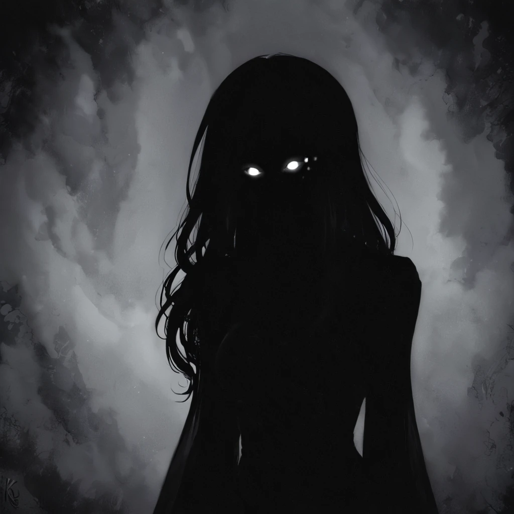 Gothic style shadow solo,long hair,looking at viewer,monochrome,greyscale,artist name,signature,no humans,glowing,glowing eyes,silhouette,dark,<lora:shadows:1>,<lora:xl_more_art-full_v1:0.8>, . Dark, mysterious, haunting, dramatic, ornate, detailed