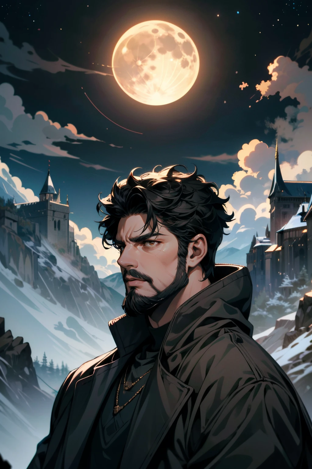((ultra detailed, masterpiece, absurdres))
<lora:TBBButcher:0.8>
TBBButcher, 1boy, short hair, black hair, brown eyes, beard, Moonlit Castle in the Mountains