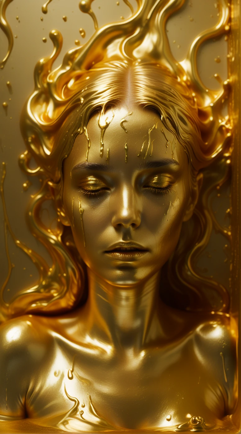 solvique a lilith made of melting gold liquid, in bedroom, cinematic, enigmatic <lora:solvique:0.7>
