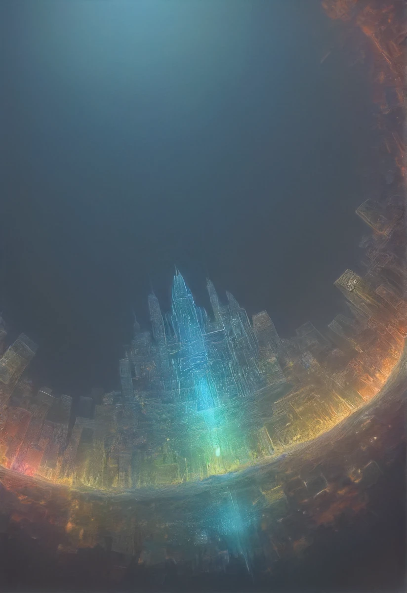a transparent city as a hologram, holographic projection, depth, optical illusion, sparkling, colorful <lora:- SDXL - holo_effect_V1.0:.5>