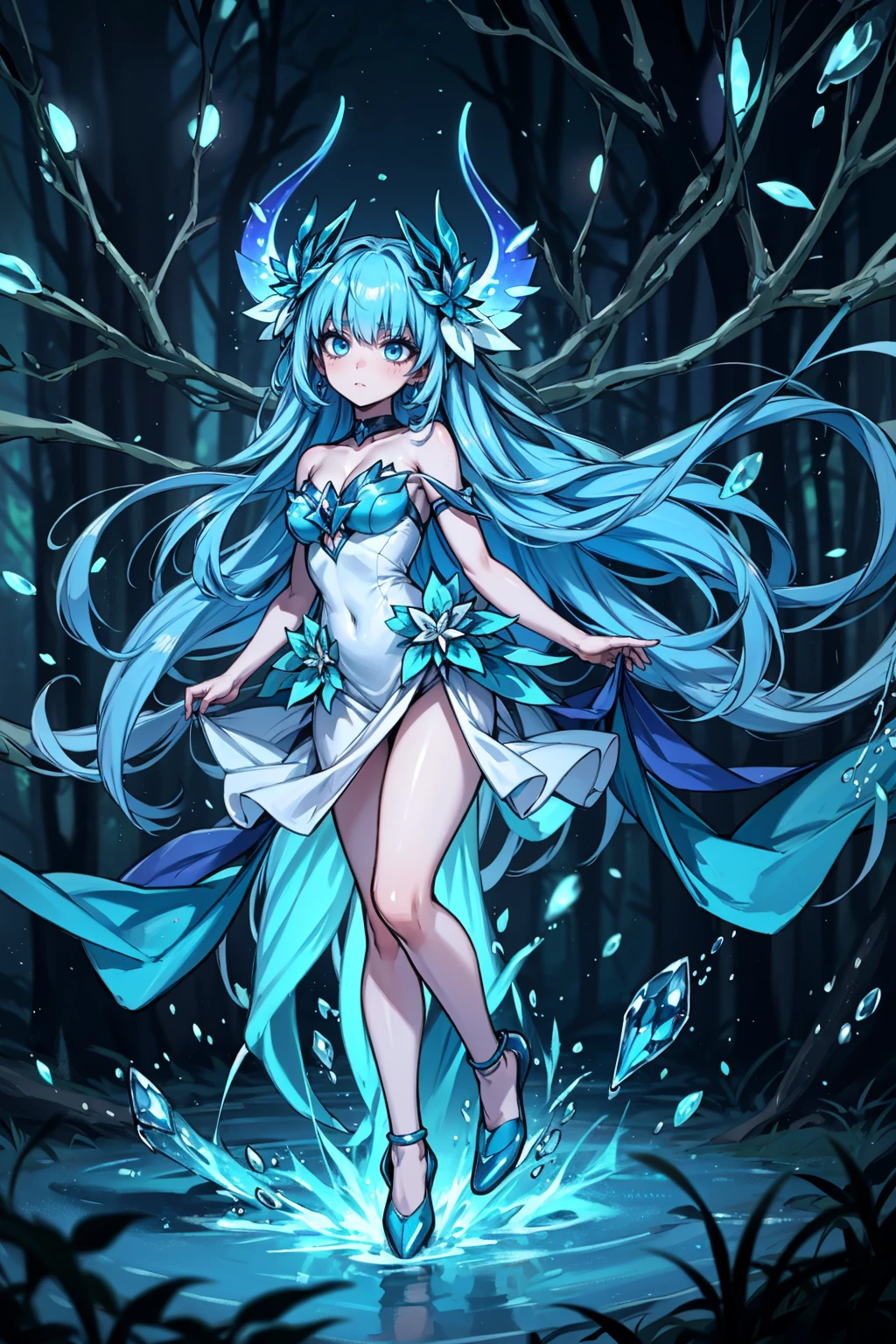 A beautiful fairy girl, adorned with delicate wings that shimmer with an iridescent glow, spreads them wide, casting a radiant spectrum of colors that dance like ethereal ribbons through the air.
Her wings, ablaze with the hues of the rainbow, illuminate the darkness of the forest, painting the surroundings with a dazzling display of light and color. Each movement she makes sends cascades of sparkling sparks trailing behind her, creating a symphony of luminescence that enchants all who behold it.
As she flits gracefully through the enchanted forest, her radiant presence infuses the surroundings with an otherworldly beauty, transforming the bioluminescent landscape into a realm of pure wonder and magic. In her luminous glow, the beauty of the forest is magnified, and the hearts of all who encounter her are filled with awe and admiration for this exquisite fairy of the night, (blurry background, blurry foreground, depth of field, ambient lighting:1.3), (bioluminescence:1.3), ethereal glow, night, starry sky, detailed face, lightning