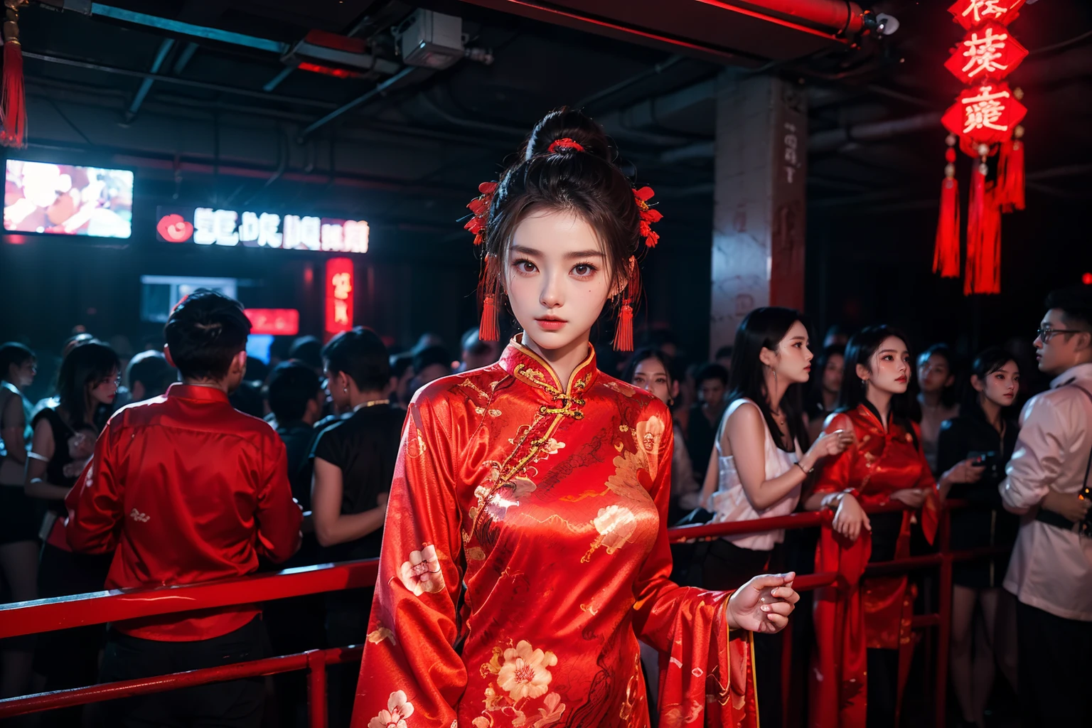 Chinese woman，Wear tight underwear，Stand in the bath，Medium Shot Shot，Melon seed face，long whitr hair，largeeyes，Wei Gan's chest