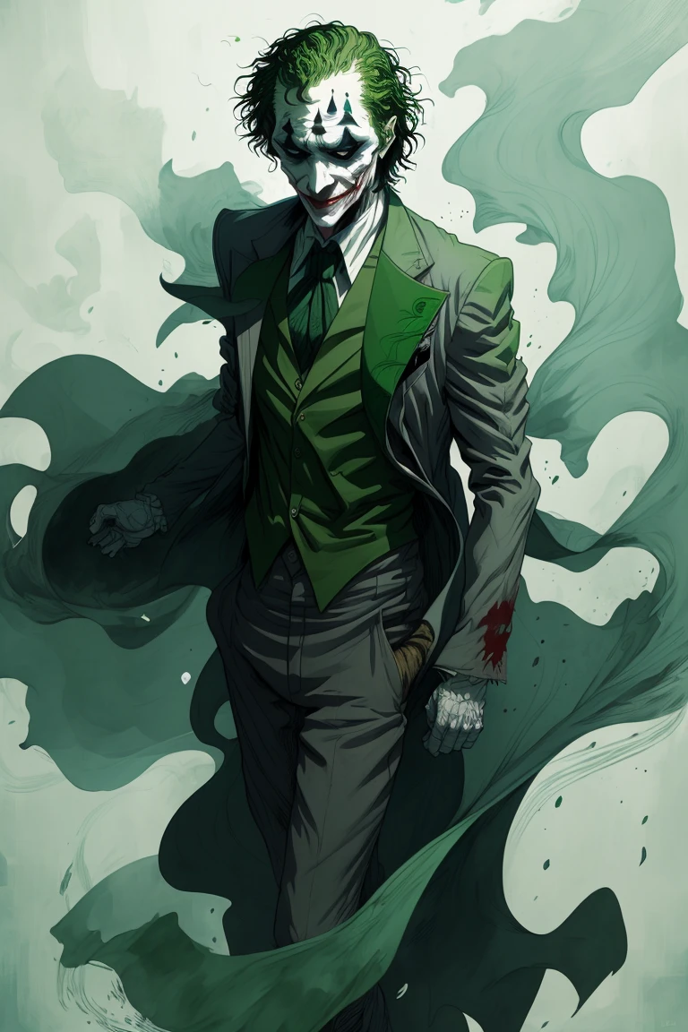 joker walking in style, ethereal wind armor, in the style of mdrnkz3