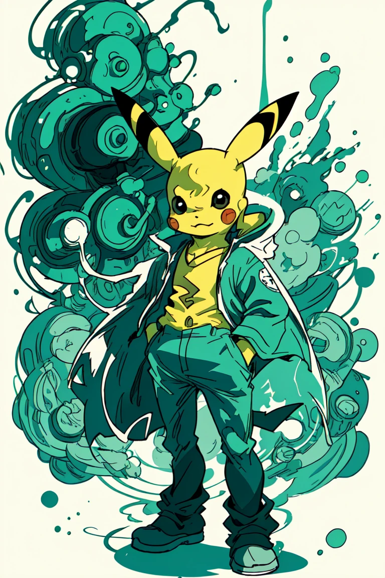 <lora:mdrnkz3:1> pikachu standing in the style of mdrnkz3
