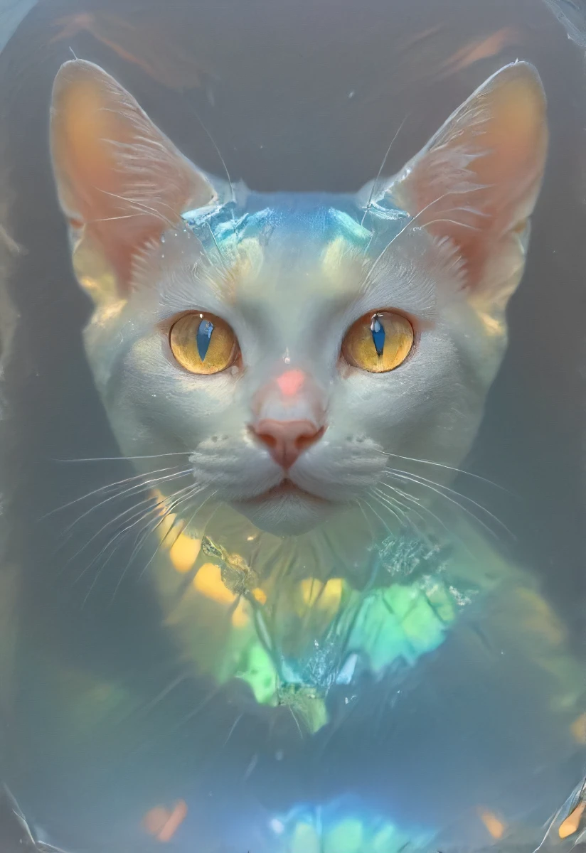 holographic projection of a translucent cat, hologram, depth, optical illusion, <lora:- SDXL - holo_effect_V1.0:1>