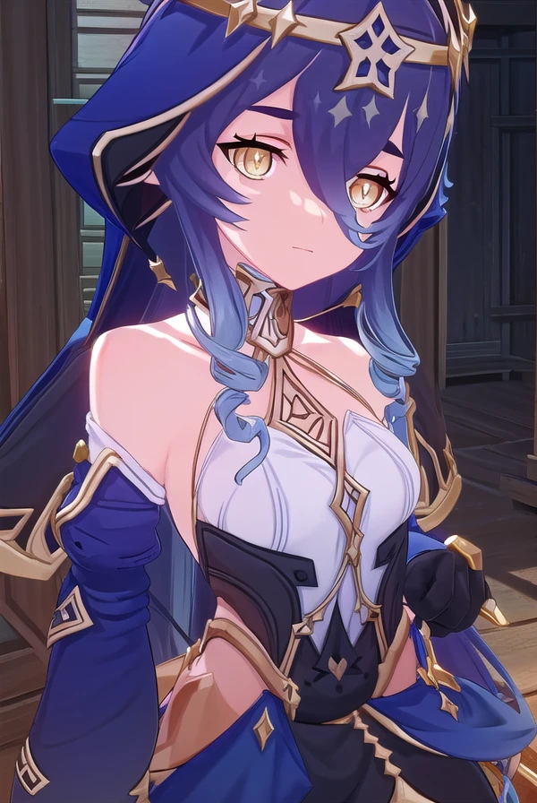 layla, <lora:genshin layla ingame-lora-nochekaiser:1>,
layla, long hair, bangs, hair between eyes, very long hair, blue hair, (yellow eyes:1.3), sidelocks, pointy ears, drill hair, twin drills, (bright pupils:1.5), white pupils, drill locks,
BREAK gloves, long sleeves, bare shoulders, jewelry, pantyhose, detached sleeves, black gloves, puffy sleeves, hood, juliet sleeves, hood up, white pantyhose, claw ring,
BREAK outdoors,
BREAK looking at viewer, (cowboy shot:1.5),
BREAK <lyco:GoodHands-beta2:1>, (masterpiece:1.2), best quality, high resolution, unity 8k wallpaper, (illustration:0.8), (beautiful detailed eyes:1.6), extremely detailed face, perfect lighting, extremely detailed CG, (perfect hands, perfect anatomy),