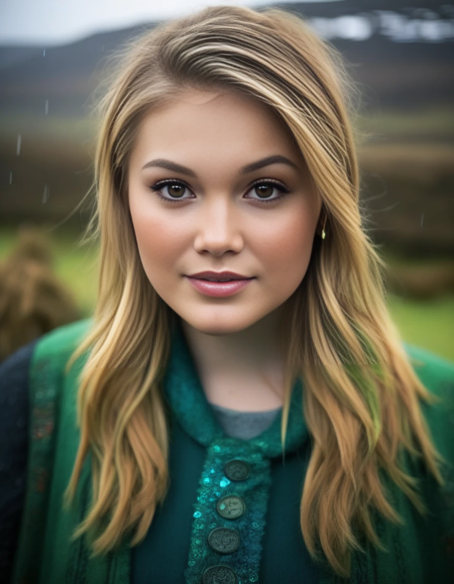 OliviaHolt,<lora:OliviaHoltSDXL:1>,candid shot, An Irish girl, style of spirit of Ireland, celticpunk, gaelic, surroundings of Connemara, irish spring colour, insane details, intricate details, hyperdetailed, bokeh, rainy and sunlight, vibrant colors, Nikon D800, 85mm, f1.4,