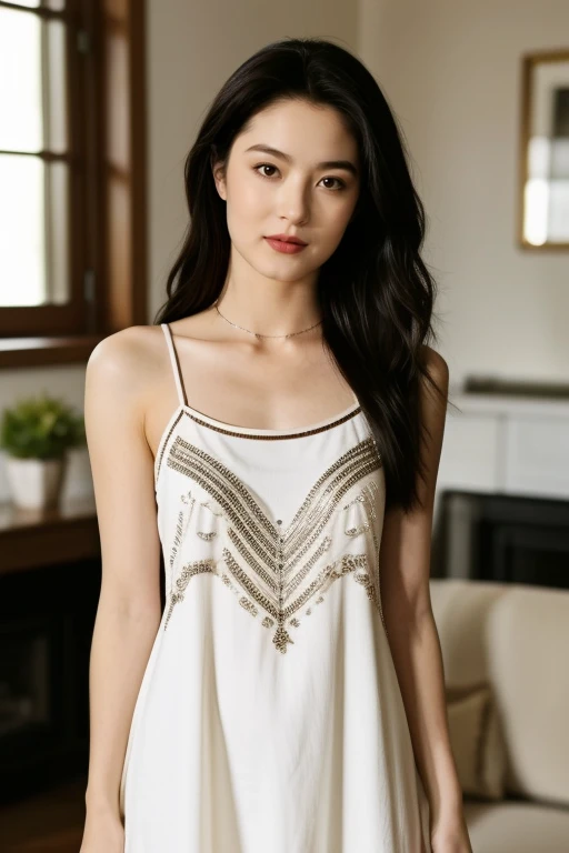 1girl,Embellished shift dress with fringe details,living room,upper body,HWGIRL,
<lora:Hwgirl_V11:0.9>,
