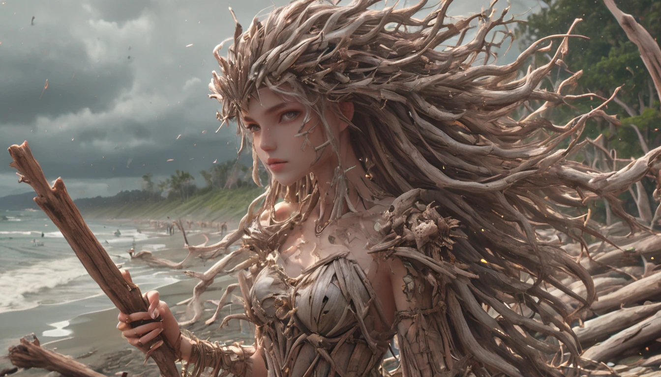 (((masterpiece))) , (((best quality))) , anime style, 2d, well-built charming 1girl, solo, lovely 1girl, DriftwoodRay, (((masterpiece))) , (((best quality))) , anime style, 2d, Emotionally Charged Cuban elegant 1girl, solo, of Mirrors, 😕 as a Cooper, driftwood, key visual, beautiful northwest pacific beach, she has Shaved sides hair, key visual,