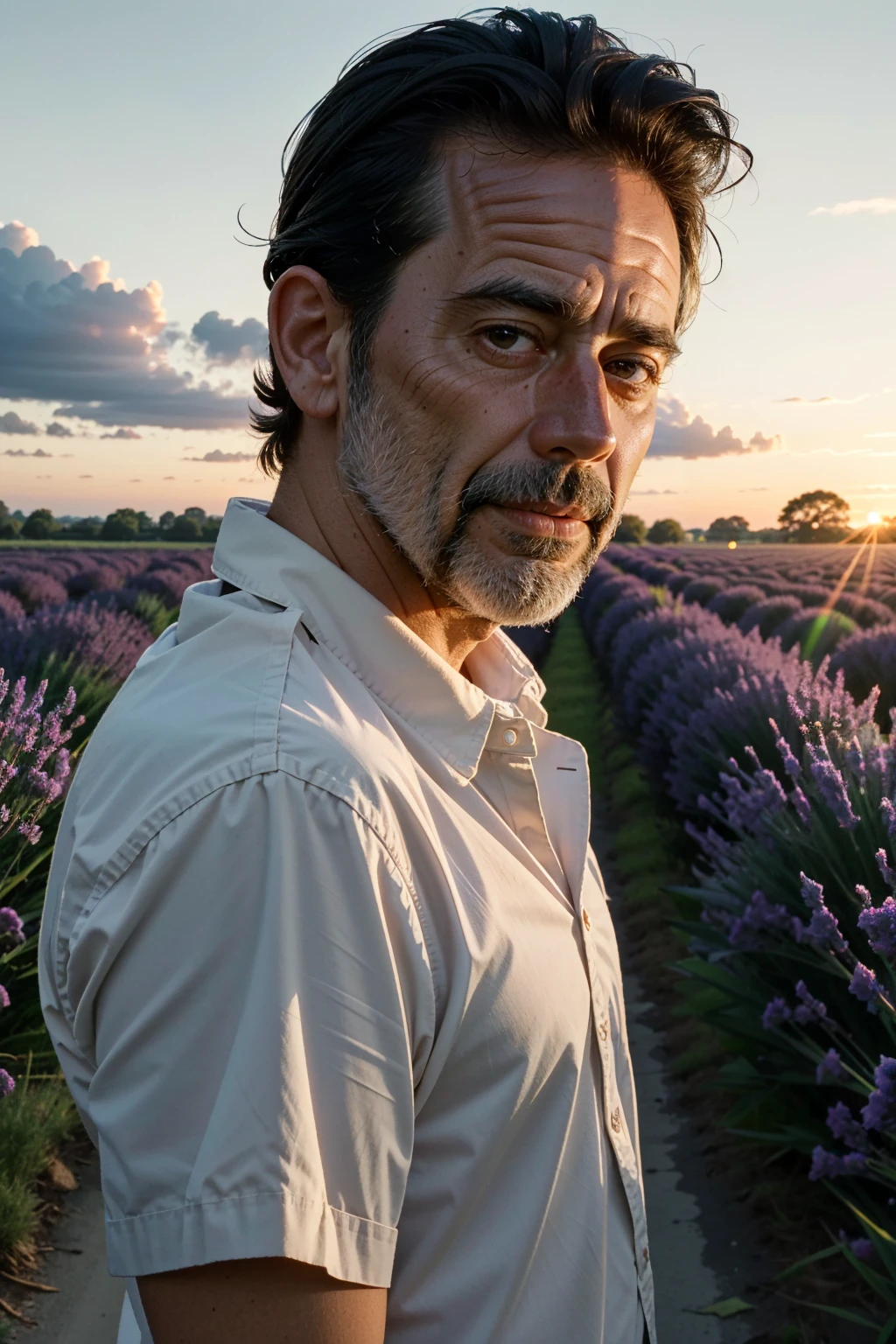 ((ultra detailed, masterpiece, absurdres))
<lora:WDNegan:0.8>
WDNegan, 1boy, short hair, black hair, brown eyes, Sunrise over a Lavender Field