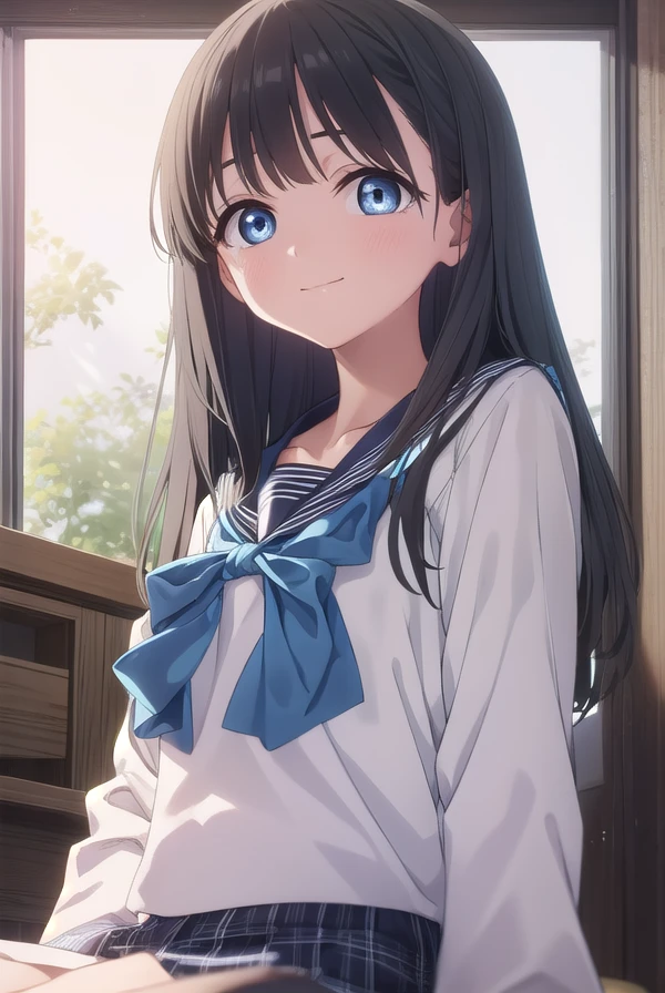 komichiakebi, <lora:komichi akebi s1-lora-nochekaiser:1>,
komichi akebi, long hair, bangs, blue eyes, black hair, smile,
BREAK shirt, long sleeves, bow, school uniform, white shirt, serafuku, sailor collar, neckerchief, blue bow, black sailor collar, blue neckerchief,
BREAK indoors, classroom,
BREAK looking at viewer, (cowboy shot:1.5),
BREAK <lyco:GoodHands-beta2:1>, (masterpiece:1.2), best quality, high resolution, unity 8k wallpaper, (illustration:0.8), (beautiful detailed eyes:1.6), extremely detailed face, perfect lighting, extremely detailed CG, (perfect hands, perfect anatomy),