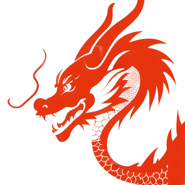 dragon pattern, flat, open mouth, white background, monochrome, horns, no humans, sharp teeth, red theme, eastern dragon,<lora:lbc_Dragon_pattern_XL-ts:1.2>,