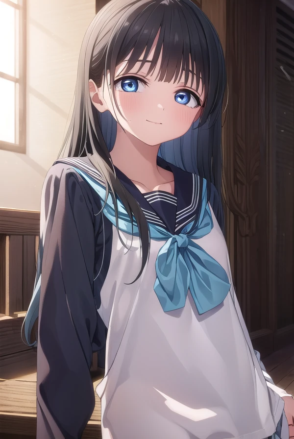 komichiakebi, <lora:komichi akebi s1-lora-nochekaiser:1>,
komichi akebi, long hair, bangs, blue eyes, black hair, smile,
BREAK shirt, long sleeves, bow, school uniform, white shirt, serafuku, sailor collar, neckerchief, blue bow, black sailor collar, blue neckerchief,
BREAK indoors, classroom,
BREAK looking at viewer, (cowboy shot:1.5),
BREAK <lyco:GoodHands-beta2:1>, (masterpiece:1.2), best quality, high resolution, unity 8k wallpaper, (illustration:0.8), (beautiful detailed eyes:1.6), extremely detailed face, perfect lighting, extremely detailed CG, (perfect hands, perfect anatomy),