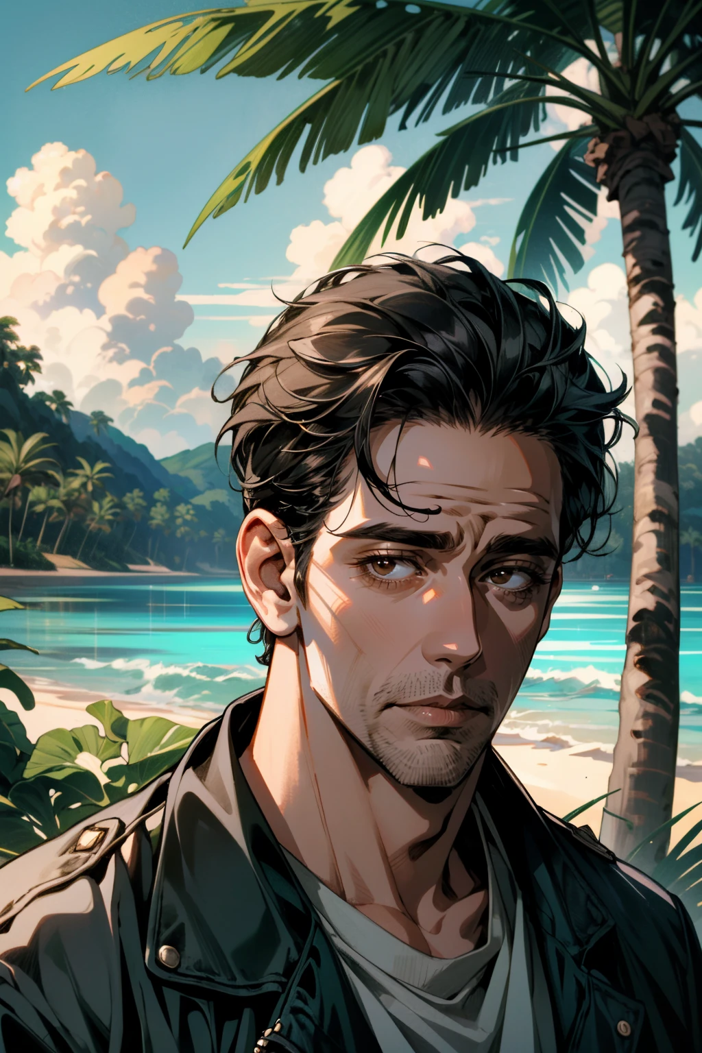 ((ultra detailed, masterpiece, absurdres))
 <lora:WDNegan:0.8>
WDNegan, 1boy, short hair, black hair, brown eyes, Tropical Paradise with Palm Trees