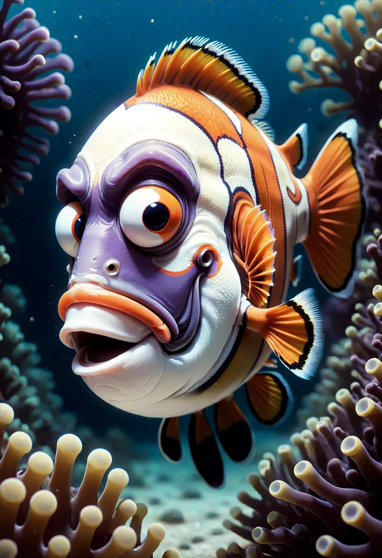 DonMD4rkT00nXL painting fusion of clownfish,surgeonfish <lora:DonMD4rkT00nXL-000008:1>