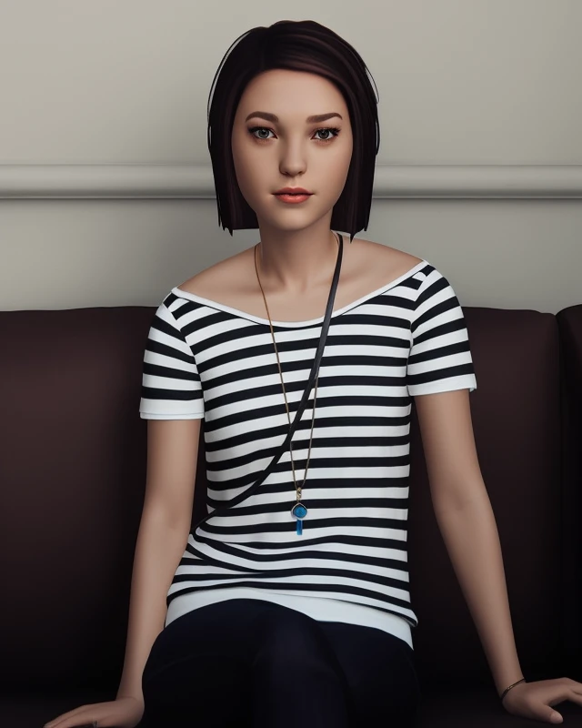 <lora:CouWagner_v2:0.7>, short hair, striped shirt, photorealistic,  sitting on a couch